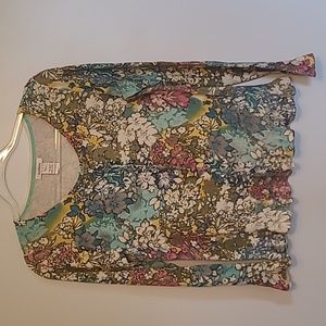 SUNDANCE FAB FLORAL COTTON BUTTON FRONT CARDI SMALL EUC